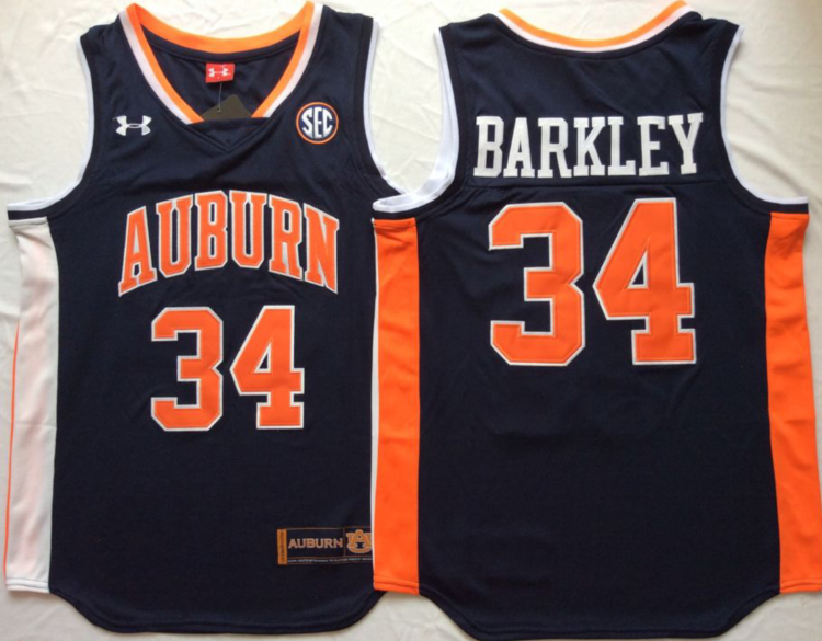 NCAA Men Auburn Tigers Blue 34 BARKLEY